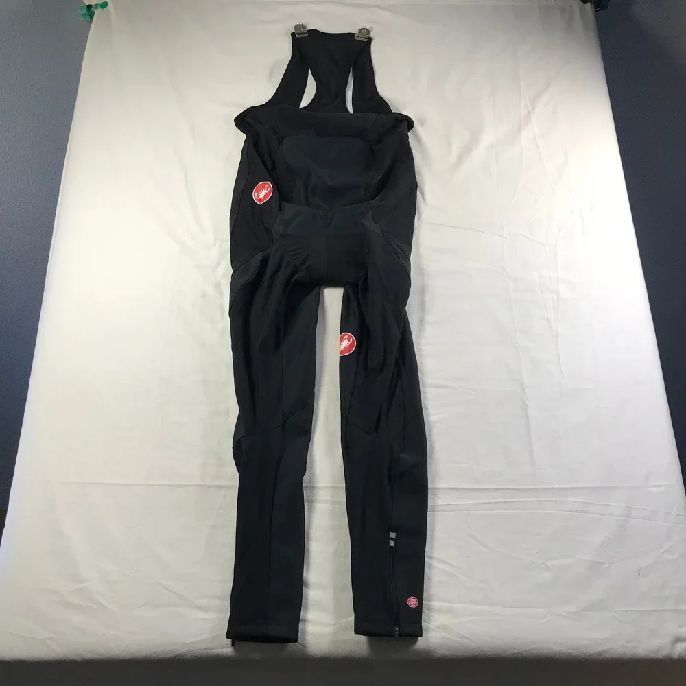Castelli Mens Black Cycling Bib Tights Padded Chamois Zipper Ankle Size 2XL